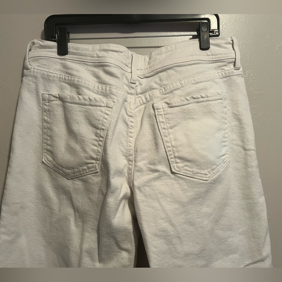 JUST USA Women’s 33 White Stretch Denim Straight Leg Ankle Cropped Jeans Raw Hem - Picture 12 of 13